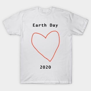Red Heart Outline for Earth Day T-Shirt